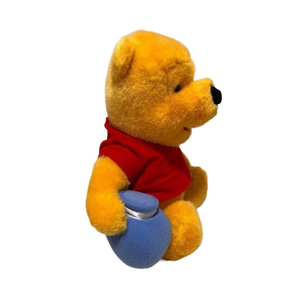 DISNEY Vintage Winnie-the-Pooh With Honey Pot Plush 10” Red Shirt - Picture 5 of 13
